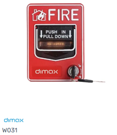 Estación manual de alarma DIMAX W031 12VDC para sistemas de alarma contra incendios
